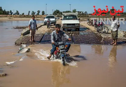 تخریپ پل ارتباطی به علت طغیان رودخانه - خوزستان