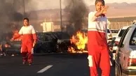 تصادف و آتش‌سوزی در آزاد راه تهران-قم