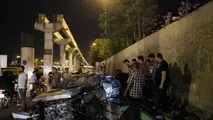 برخورد مرگبار خودرو با ستون منوریل در قم
