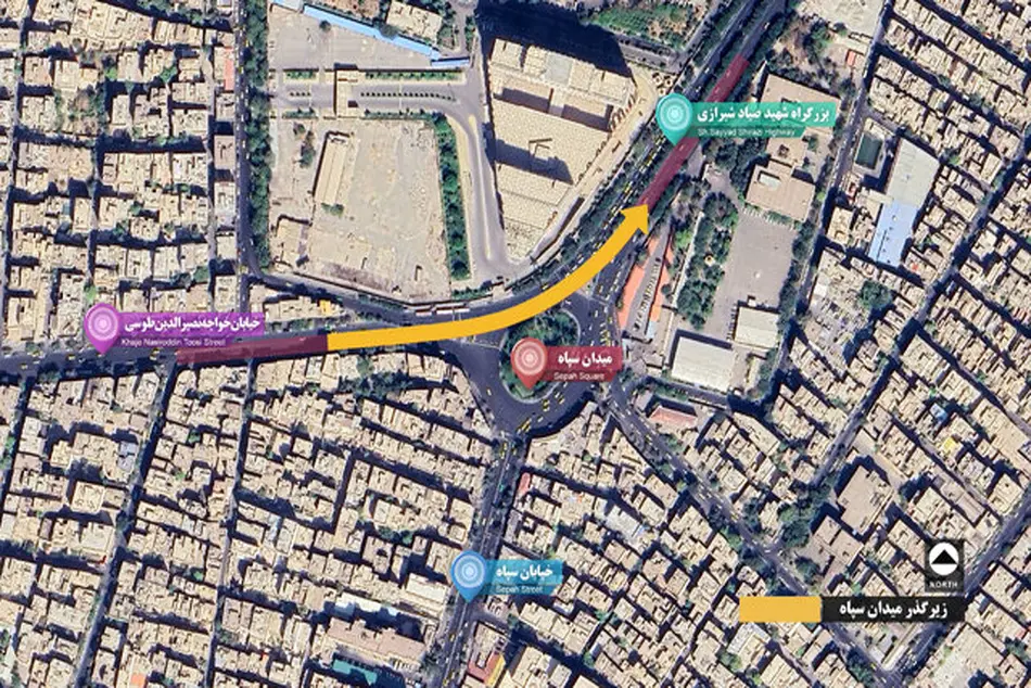 بهره برداری از زیرگذر میدان سپاه در پاییز سال جاری/ کاهش بار ترافیکی سطح میدان