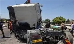 برخورد اتوبوس مان با کامیون بنز در قزوین