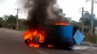 راننده ای که با چنگ و دندان آتش سوزی خودرو را مهار کرد