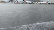 فیلم | وضعیت عجیب در دبی؛ سیل در فرودگاه پرواز ها را لغو کرد