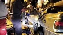 عکس| خودروی سواری در تصادف له شد