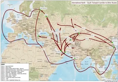 کریدورهایی که از ایران عبور می کنند و ترانزیت خاورمیانه