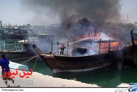 گزارش تصویری/ آتش سوزی در بندر صیادی کنگان - بوشهر