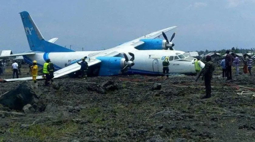 Serve Air Cargo AN-26 Engine Failure Results In Runway Excursion