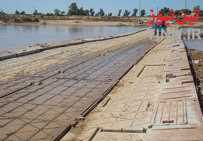 تخریپ پل ارتباطی به علت طغیان رودخانه - خوزستان