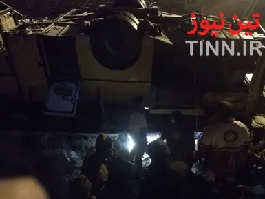 ۹ فوتی در حادثه واژگونی اتوبوس در آزاد راه زنجان _ تبریز